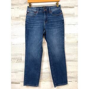 Talbots Womens 2 Petite Blue Modern Straight High Rise Ankle Denim Casual Jeans
